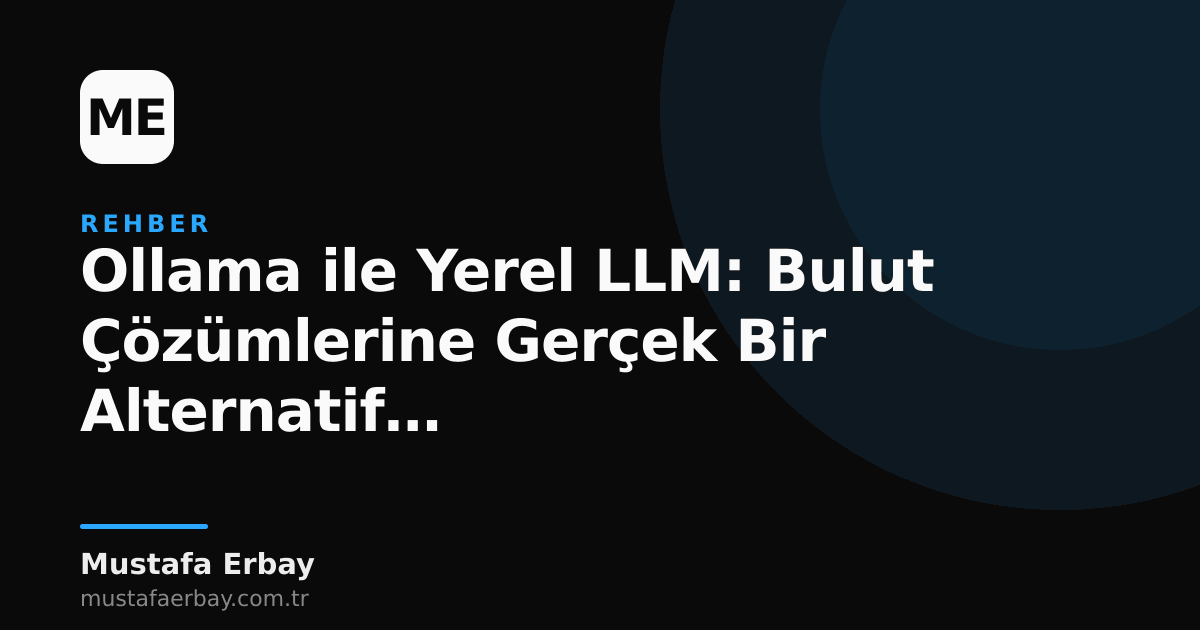 Bir sunucunun başında oturan ve ekranda LLM çıktısı gören bir kişi, Ollama logosu arka planda.
