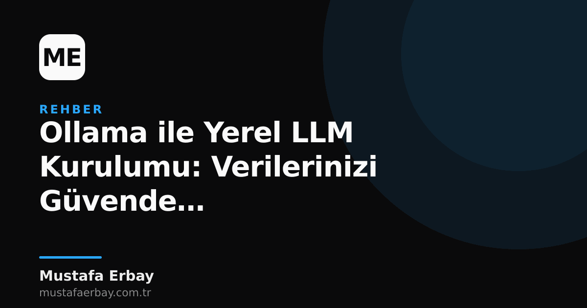 Bir masaüstü bilgisayar ekranında Ollama arayüzü ve terminal çıktısı, yanında kilit simgesi veri güvenliğini temsil ediyor.