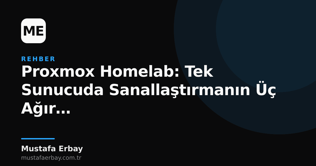 Proxmox arayüzünde çalışan sanal makineleri gösteren bir ekran görüntüsü, arkada tek bir sunucu kasası.