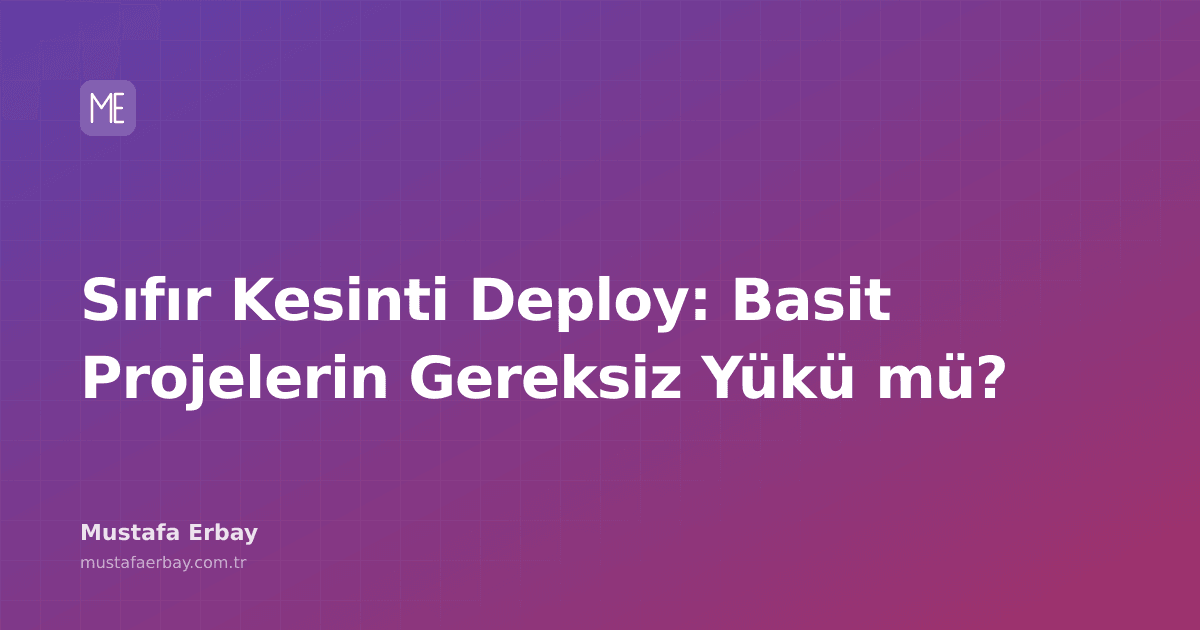 Bir yazılım projesinin sıfır kesinti deployment sürecini gösteren görsel, çeşitli araçlar ve akış şemaları içeriyor.