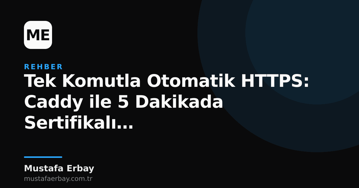 Caddy logosu ve otomatik HTTPS sertifikasyon sürecini temsil eden bir grafik.